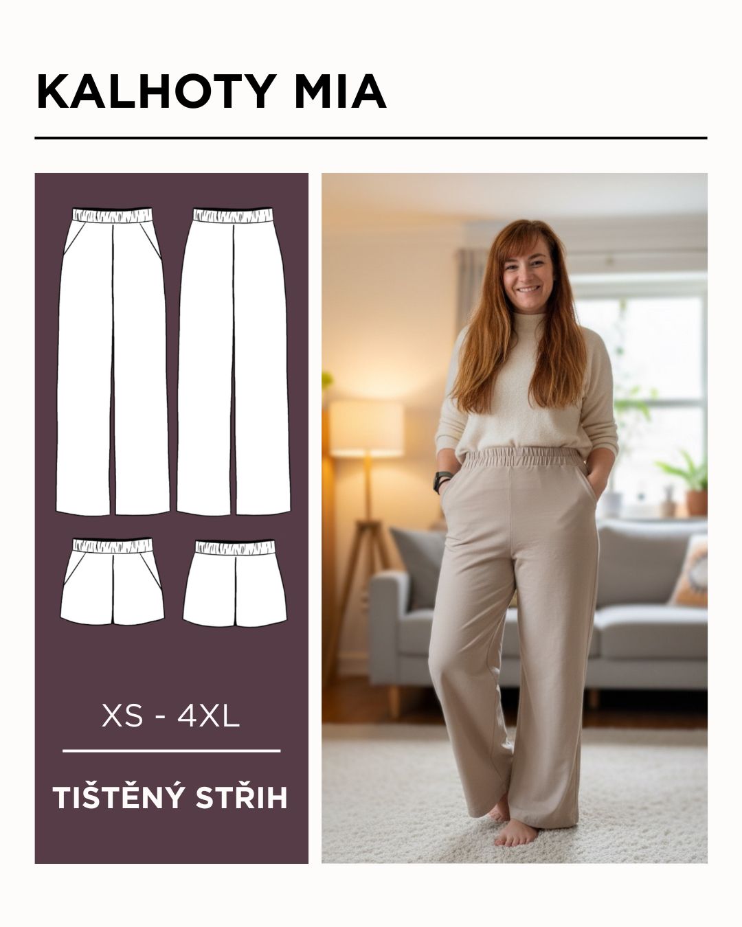 Kalhoty Mia - PAPÍROVÝ střih