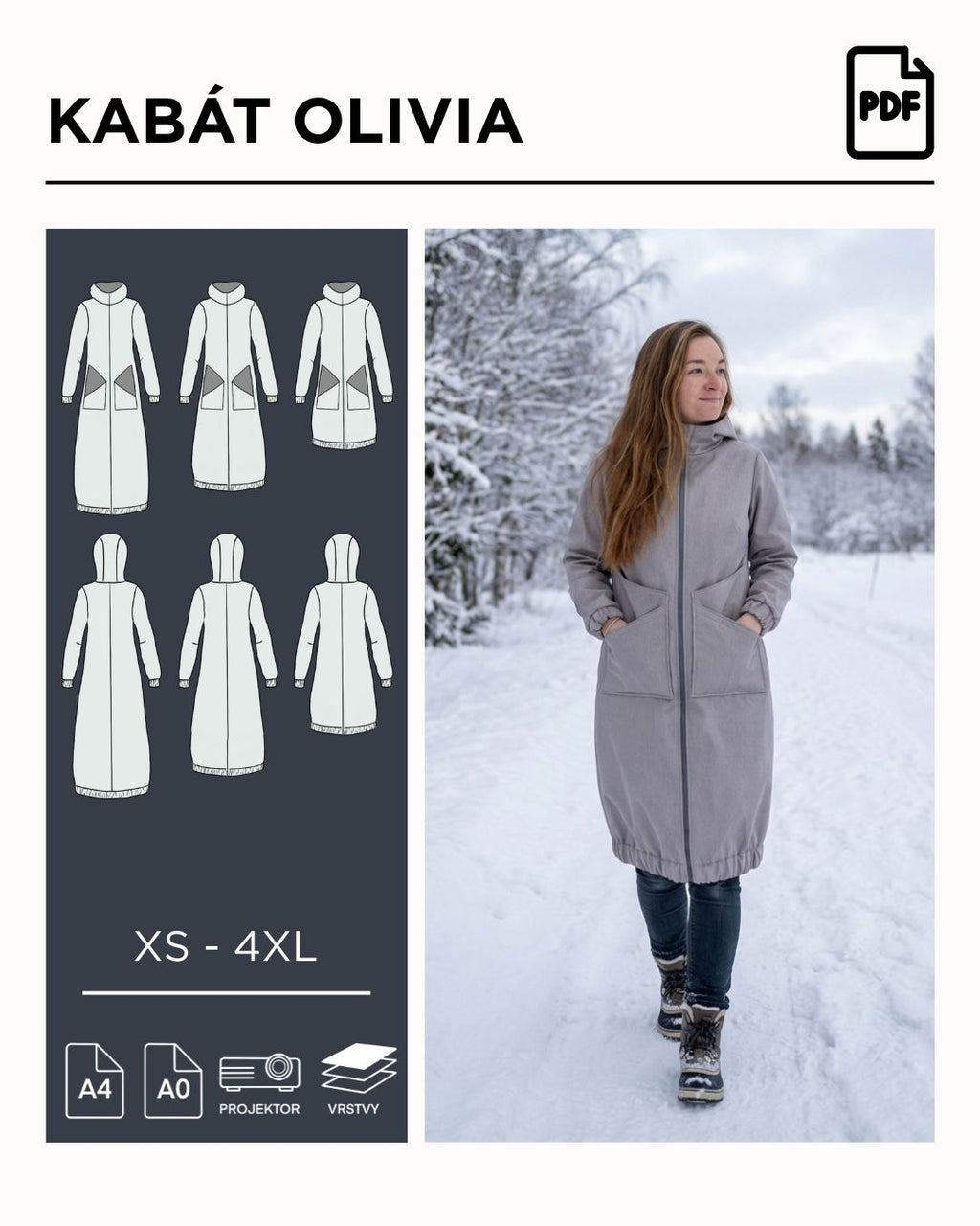 Kabát Olivia - PDF střih