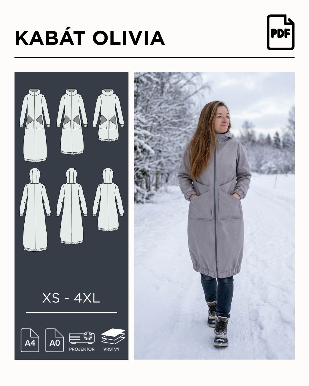 Kabát Olivia - PDF střih