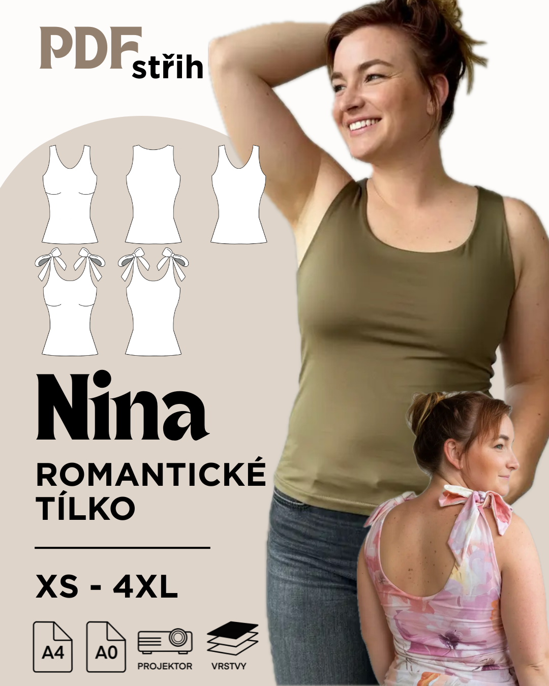 Tílko NINA - PDF střih